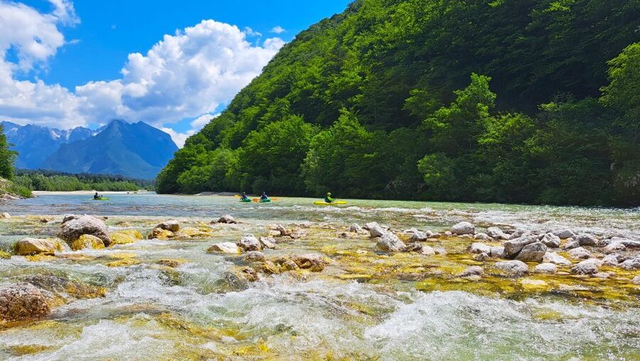 Bovec: Iconic Sit-on-Top Kayak Tour on Soča River +FREEphoto - The 10°C swim and what it really means
