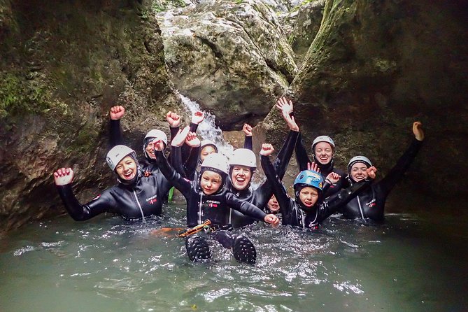 Family Canyoning near Lake Bled - Getting fitted for ropes, helmets, and canyon gear