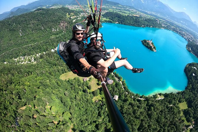 Lake Bled Tandem Paragliding - Preparing for take-off above Lake Bled