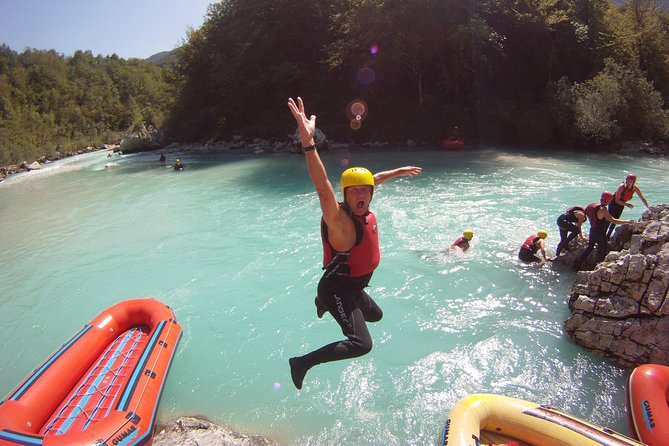 Whitewater Rafting on Soca River, Slovenia - Swimming, slides, and rock jumps